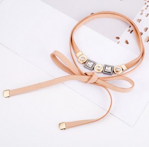 Long Leather Double Wrap Choker Boho Necklace Women Party Accessory