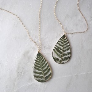 Pressed Fern Necklace Pressed Flower Jewelry Terrarium Necklace