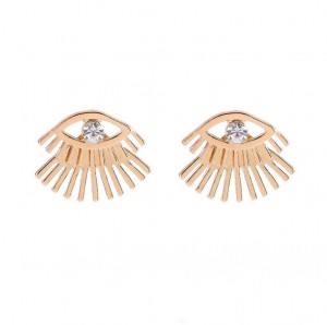 Gold Plated Eyes Eyelash Crystal 2 Layers Earrings New Design For Women
