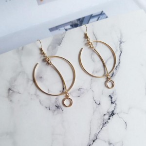 Modern jewelry fashion delicate metal geometry circle earring accessories women