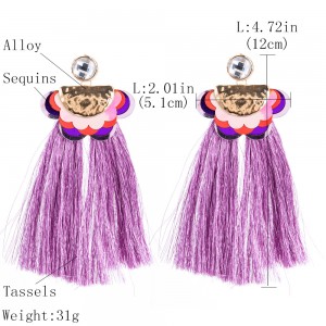 Ladies Earrings Wholesale Fashion Jewelry Metal Flower Sequins Tassel Boho Long Earrings