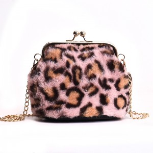 Newest leopard Faux Fur Cross Body Bag Shoulder Bag Long Strip Bag