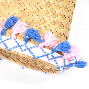 WENZHE Ladies Natural Straw Weaving Handbags Colorful Tassels Straw Beach Bag