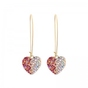 Crystal Heart Earrings Gold-Plated Two-Tone Fashion Earrings