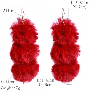 Wholesale Winter Season New Arrival Earrings For Women Fur Ball Pom Pom Earrings