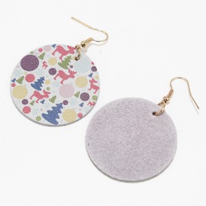 New Popular Christmas Statement Earrings Single Layer Leather Round Earrings