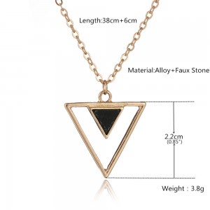 Personalized simple hollow geometry triangle white black turquoise pendant choker necklace