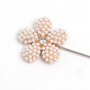 WENZHE Gold Crystal Pearls Flower Brooches