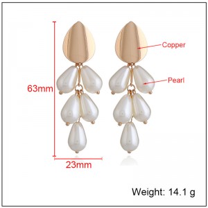 New women fashion earrings long water drop shaped pearl drop earrings