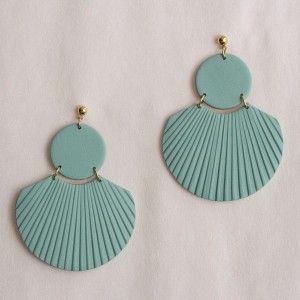 Polymer clay Drop Earring Statement Earring Shell Fan Earring