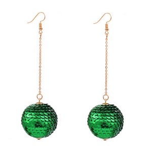 Hot sale attractive women jewelry simple design Sequins ball pendant gold plated drop earrings