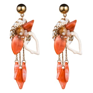 WENZHE Summer Resin Flower Ladies Colorful Long Drop Spring Earrings For Girls