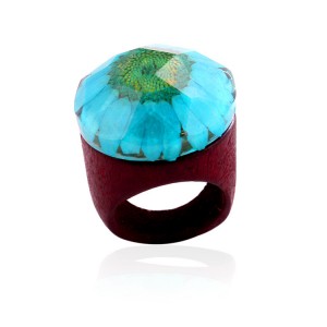 Fashion Wooden Ring Foreign Trade resin flower ring ethnic style wedding ring