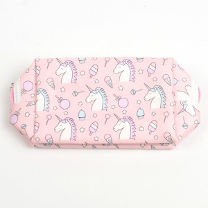 Geometric Flamingo PU Cosmetic Makeup Toiletry Bag