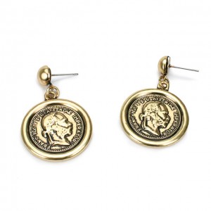 Customize Women Coin Earrings High Quality Retro Coin Drop Earrings Vintage Women Men Head Coin Earring