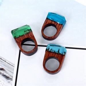 New retro jewelry wooden ring secret forest creative resin couple rings wholesale