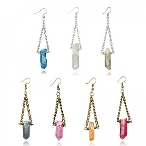 Latest New Products Geometric Triangle Multicolor Crystal Natural Stone Earrings