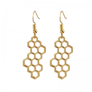 New designs 14k gold jhumka jewelry wholesale unique honeycomb dangle earrings