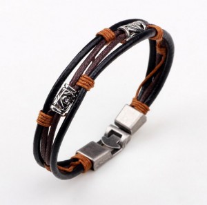 Punk jewelry accessory men delicate vintage leather wrap bracelet