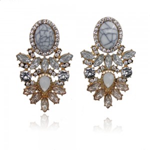 Wholesale Women Fashion Earrings Jewelry Crystal Rhinestone White Turquoise Earrings