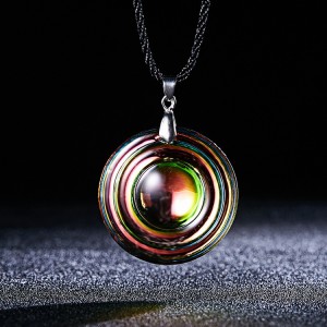 Fashion Simple Punk Tide Clavincle Chain Green Bright Color Round Crystal Pendant Necklace