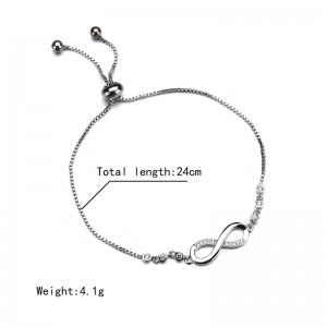 New Products Wholesale Women Jewelry Adjustable Silver Plated Crystal Rhinestone Infinity Bracelet