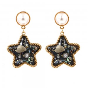 European and American New Design Star Shaped Pearl Shell Resin Drop Beach Style Earrings