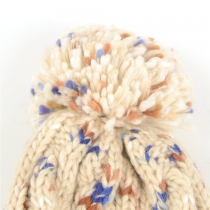 WENZHE Womens Chunky White Multi Cable Knit Beanie Hat with Pompom
