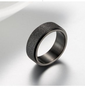 Titanium steel pearl sand rotatable ring gold black blue matte men