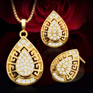 New fashion women’s copper plated 18K gold drop shape hollow Dubai necklace earrings two-piece jewelry set