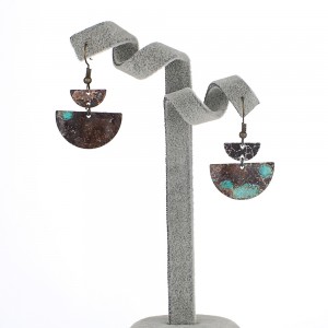 Silver-Tone Mixed Patina Geometric Half-Moon Linear Drop Earrings