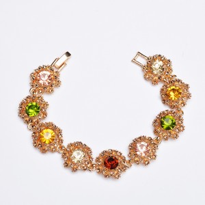 WENZHE European and American Hot Sale Colorful Rhinestone Alloy Bracelet Ladies 18K Gold Personality Exaggerated Punk Jewelry