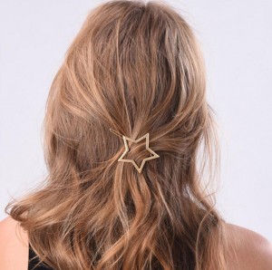 Simple pentagram hairpins metal star hair clip for girl golden hair jewelry