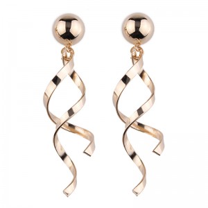 European and American New Style Alloy Jewelry Fashion Gold Spiral Metal Earrings