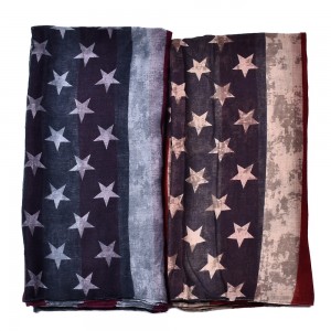 WENZHE Retro Star Striped Scarf USA American Flag Printed Scarf
