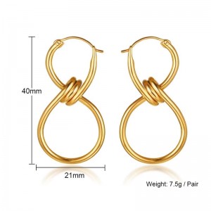 Ins French style Celi 8 lucky winding earrings stainless steel rope plating earrings