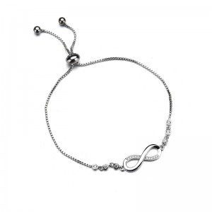 New Products Wholesale Women Jewelry Adjustable Silver Plated Crystal Rhinestone Infinity Bracelet