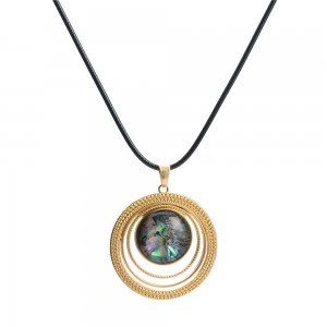 WENZHE New Arrival Round Abalone Shell Circle Gold Plated Necklace