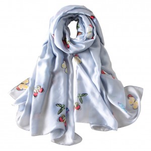 Women’s classic silk ornate butterfly print long scarf shawl