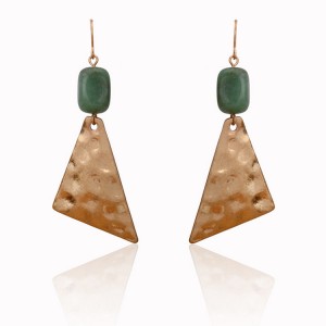 Latest new designs single natural stone earrings gold plated drop earrings