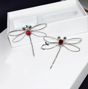 Handmade fashion dragonfly shape crystal earrings for women jewelry gift