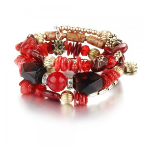 Vintage natural stone pine agate beaded bracelet Fashion Colorful bead bracelet wholesale