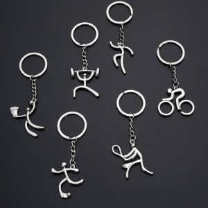 Variety of creative metal sports logo key chain bicycle running weightlifting football basketball keychain
