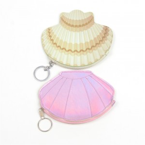 WENZHE Pink Shell Shape PU Leather Lady Mini Coin Purse
