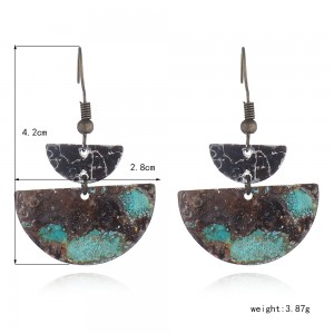 Silver-Tone Mixed Patina Geometric Half-Moon Linear Drop Earrings