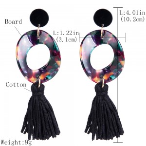 Fashion design custom acrylic hoop earrings black acrylic tassel earrings