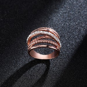 New Design Fashion Crystal Paved Finger Ring Multilayer Diamond Wedding Rings For Women