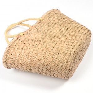 WENZHE Summer Simple Fashion Style Handmade Straw Tote Beach Bag