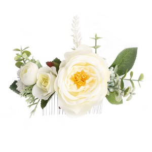 WENZHE Fancy korean style wedding headdress handmade hair accessory fabric flower hair comb