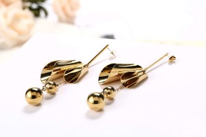 Gold-plated high polished metal long pendant ladies